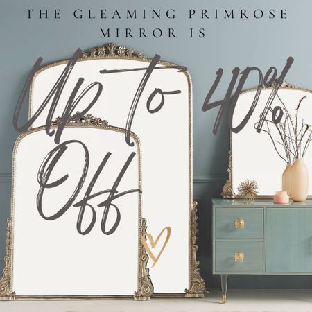 Breaking news! 🚨 All sizes and colors of the Anthropologie Gleaming Primrose mirror are on sale right now for up to 40% off! This never happens - normally it’s select colors and sizes and the discount is up to 20% off. It comes in black, gold, white, silver, and Verdegris, and it comes in a small, medium, and large sizes! #gleamingprimrose #anthropologie #sale #salealert #deal #anthropologiegleamingprimrose #decor #homedecor #mirror Anthropologie Gleaming Primrose sale. Vintage mirror. Vintage style mirror. Gold mirror. Gold scroll mirror. Anthropologie Gleaming Primrose discount. vintage-inspired mirror. Floor mirror. Fireplace mantle mirror. Wall mirror. #design #bedroom #livingroom #office #walldecor #discount #mirror

#LTKFind #LTKhome #LTKsalealert
