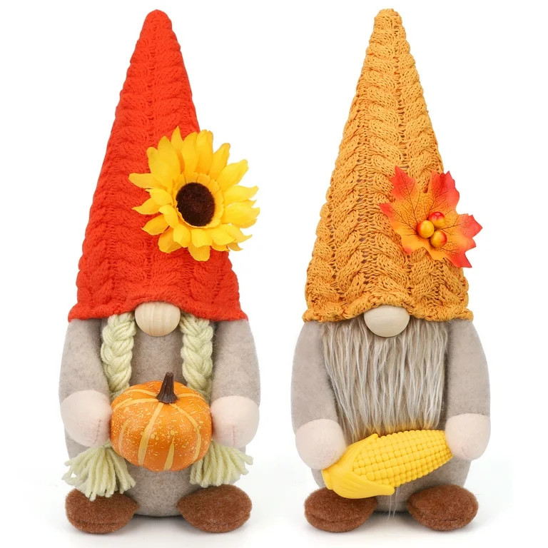 Ayieyill 2Pack Thanksgiving Gnomes Fall Decorations Gnomes Hold Pumpkin Corn, Mr and Mrs Swedish ... | Walmart (US)