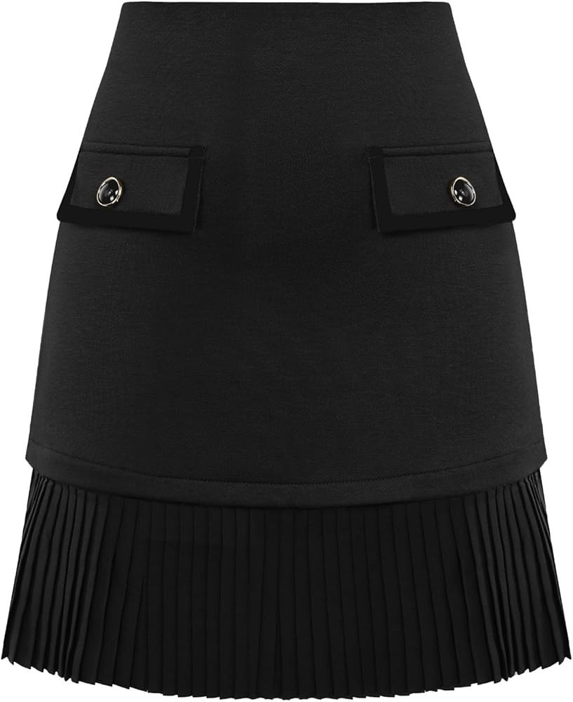 Kate Kasin Women's Casual Plaid High Waist Pleated A-Line Uniform Mini Skirt | Amazon (US)