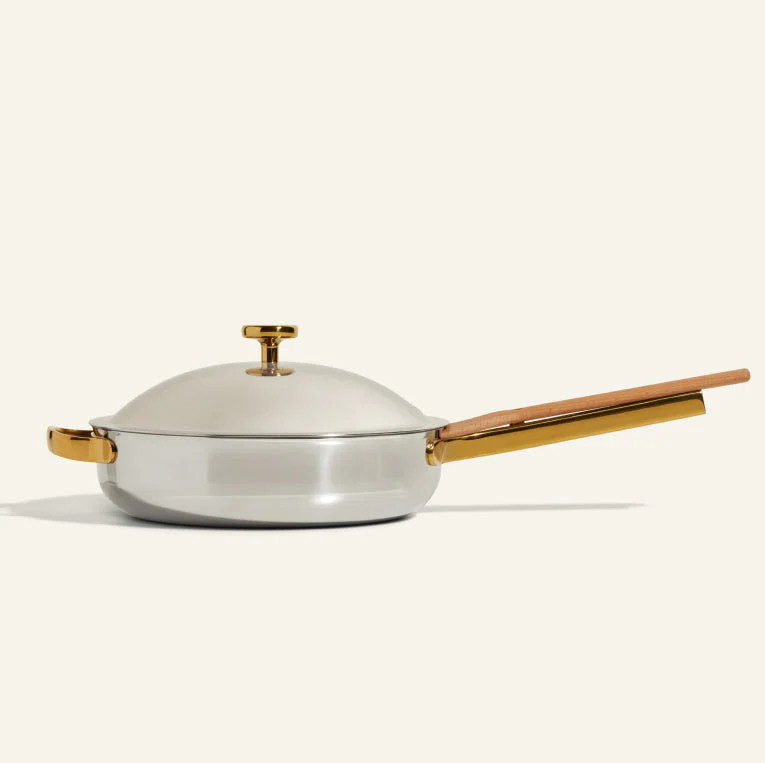 Titanium Always Pan Pro - Beechwood Spatula / Chrome/Gold | Our Place