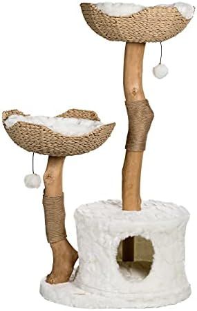 Modern Cat Tree Tower for Large Cats, Real Branch Luxury Cat Condo, Wood Cat Tower, Cat Scratching T | Amazon (US)