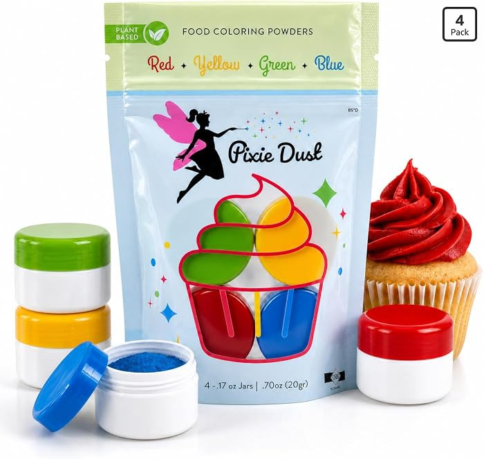 All-Natural Food Coloring Powder set - Red, Yellow, Blue, Green. | Perfect for cake decorating, c... | Amazon (US)