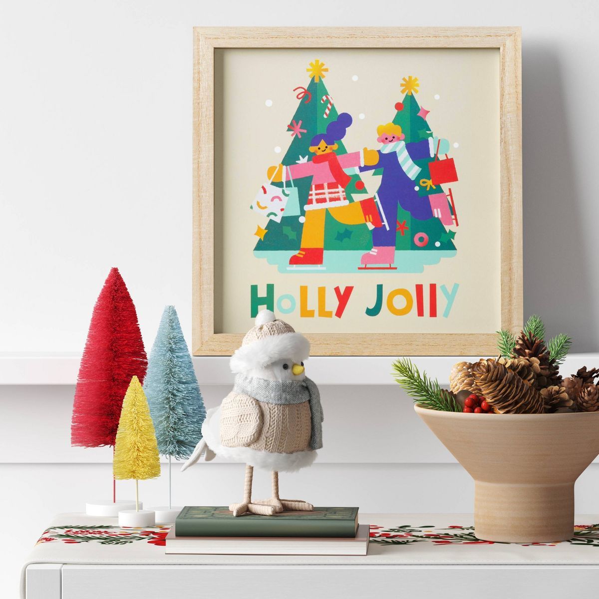 Yiffy Gu 12"x12" 'Holly Jolly' Ice Skating Framed Christmas Wall Art - Wondershop™ | Target