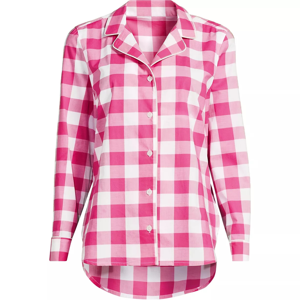 Women's Poplin Long Sleeve Button Front Sleep Top | Lands' End (US)