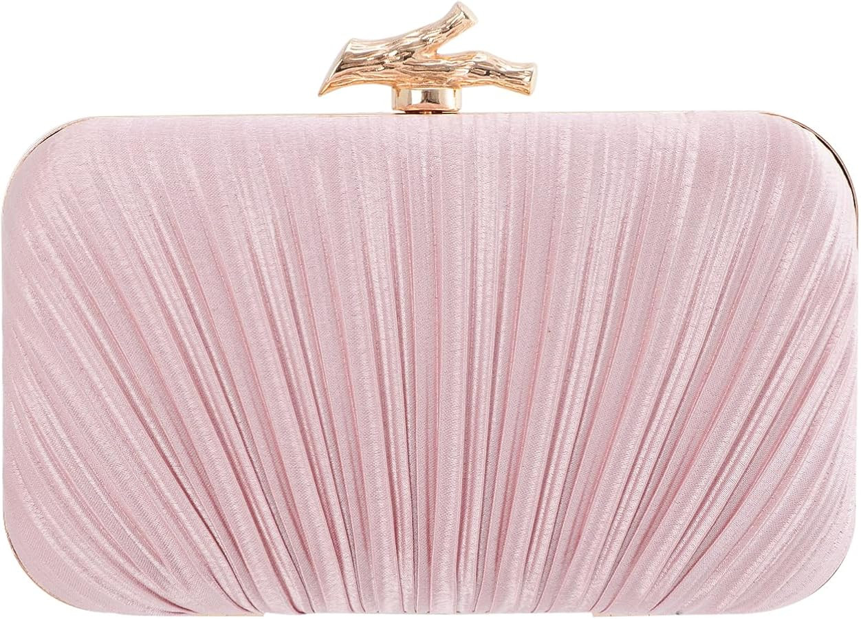 Freie Liebe Clutch Purses for Women Evening Bag Pleated Clutch Bag with Chain for Wedding Party | Amazon (US)
