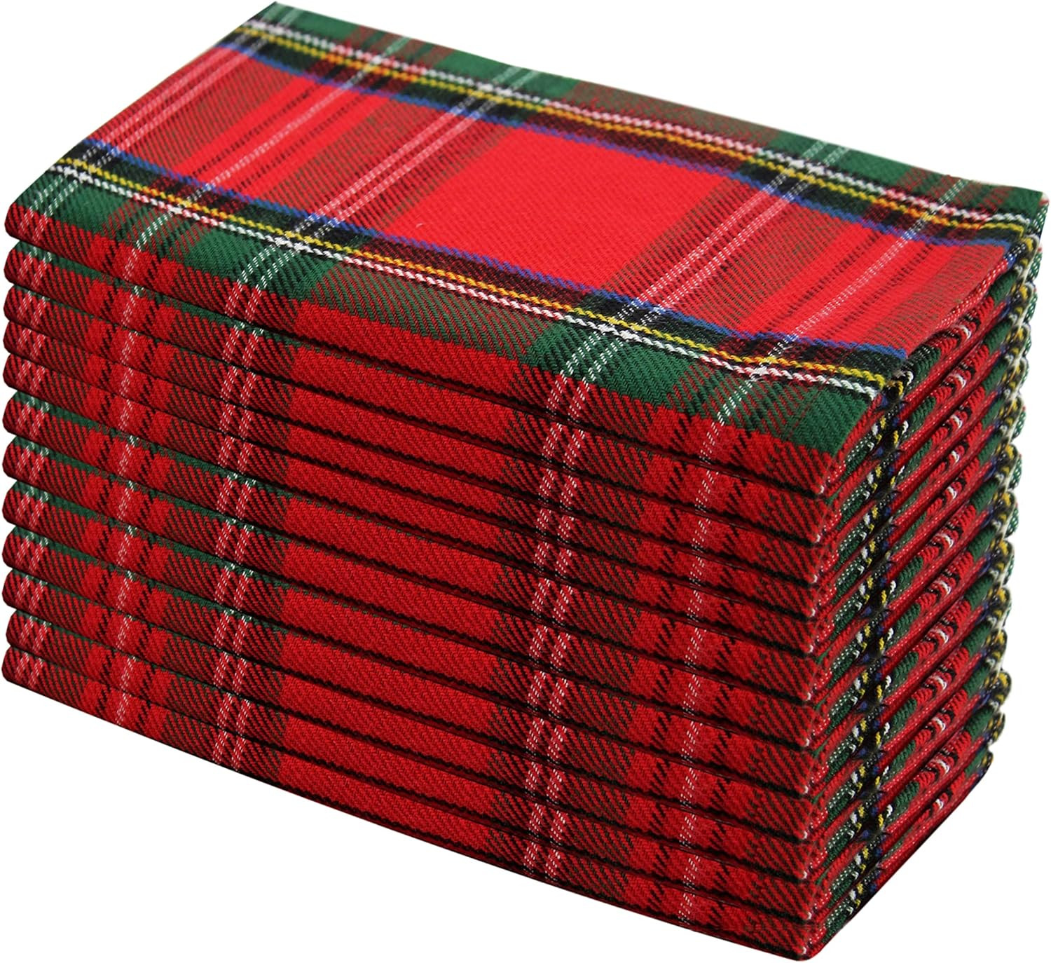 COTTON CRAFT Christmas Tartan Plaid Napkins -12 Pack 100% Cotton Cloth Napkins - Xmas Holiday Lun... | Amazon (US)