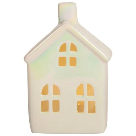 6 LED Lighted Ceramic House Christmas Decoration Warm White Lights | Walmart (US)