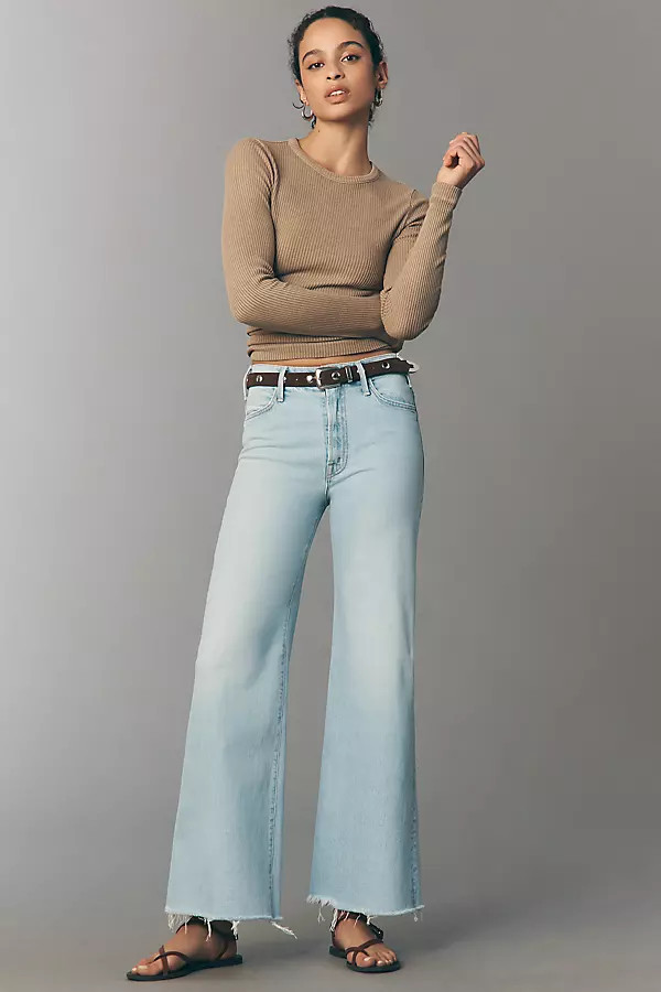 MOTHER Hustler Roller Skimp High-Rise Wide-Leg Jeans | Anthropologie (US)
