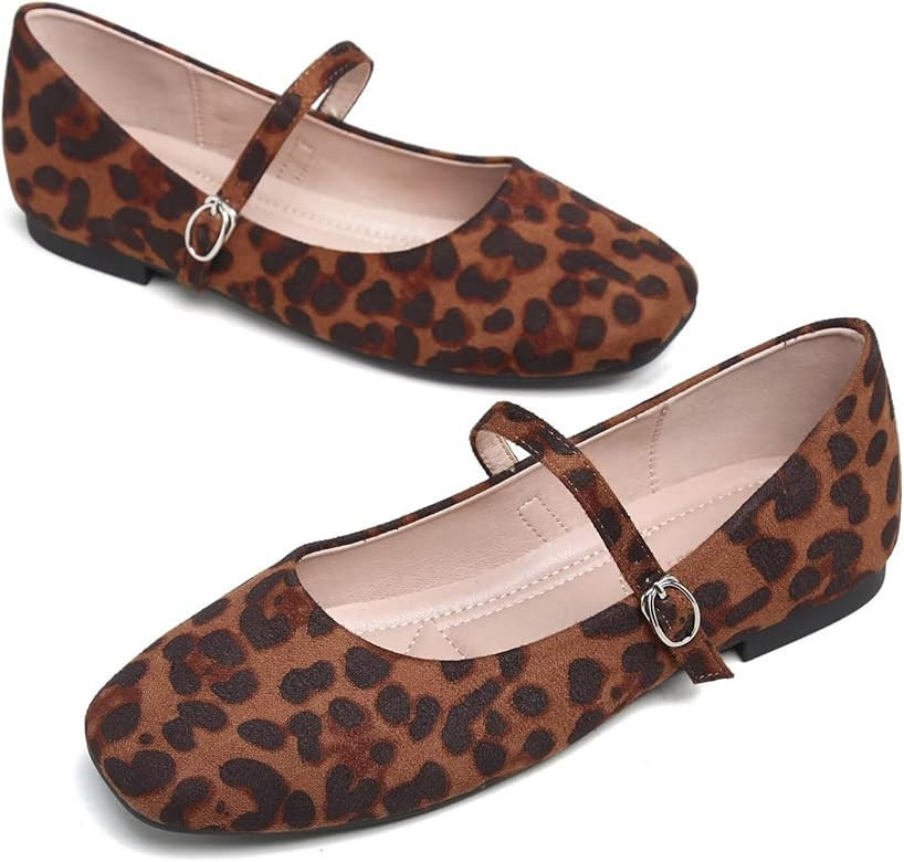 Hee grand Velvet Mary Jane Flats for Women Dressy Comfortable Square Toe Ballet Flats with Buckle... | Amazon (US)