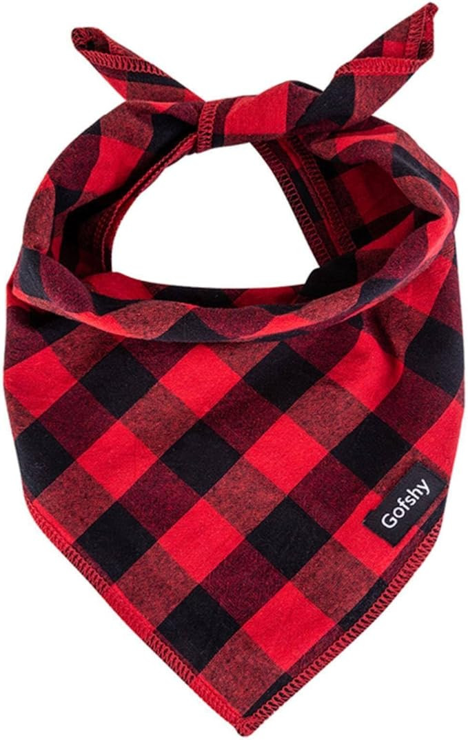 Christmas Dog Bandana Large- Red Black Dog Scarf Buffalo Plaid Printing Adjustable Bib Handkerchi... | Amazon (US)