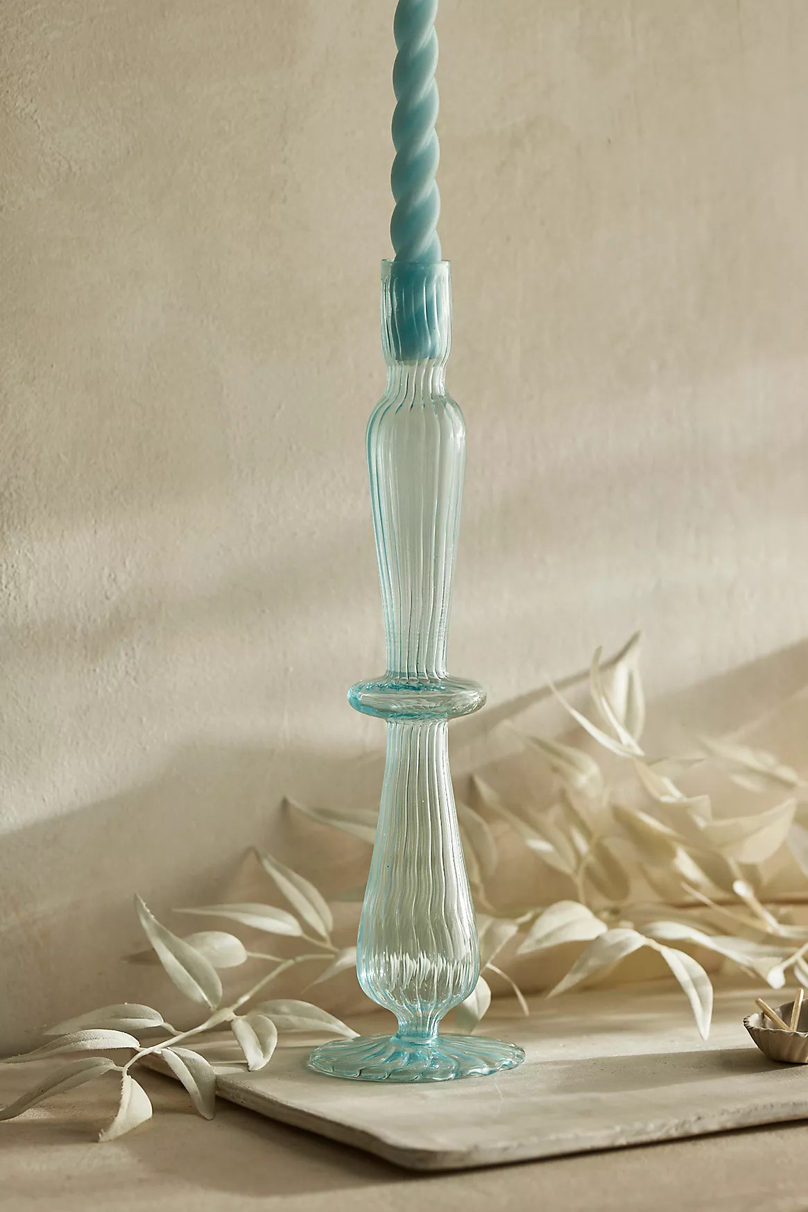Sculptural Ridged Glass Candle Holder | Anthropologie (US)