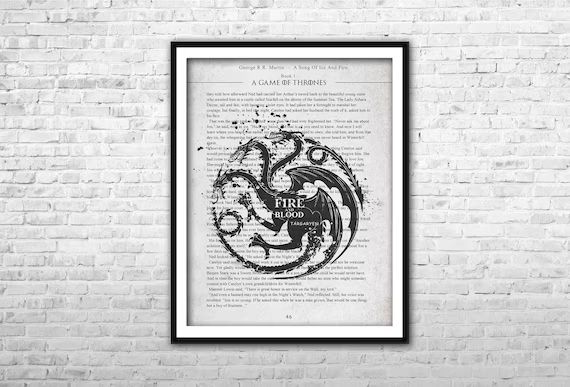 Game of Thrones Book print - House Targaryen book print Fire and Blood Dicitionary print Archival... | Etsy (US)