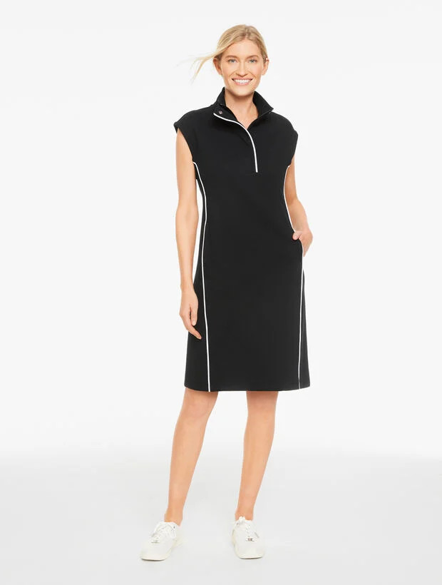 Piqué Half-Zip Dress - Piped | Talbots