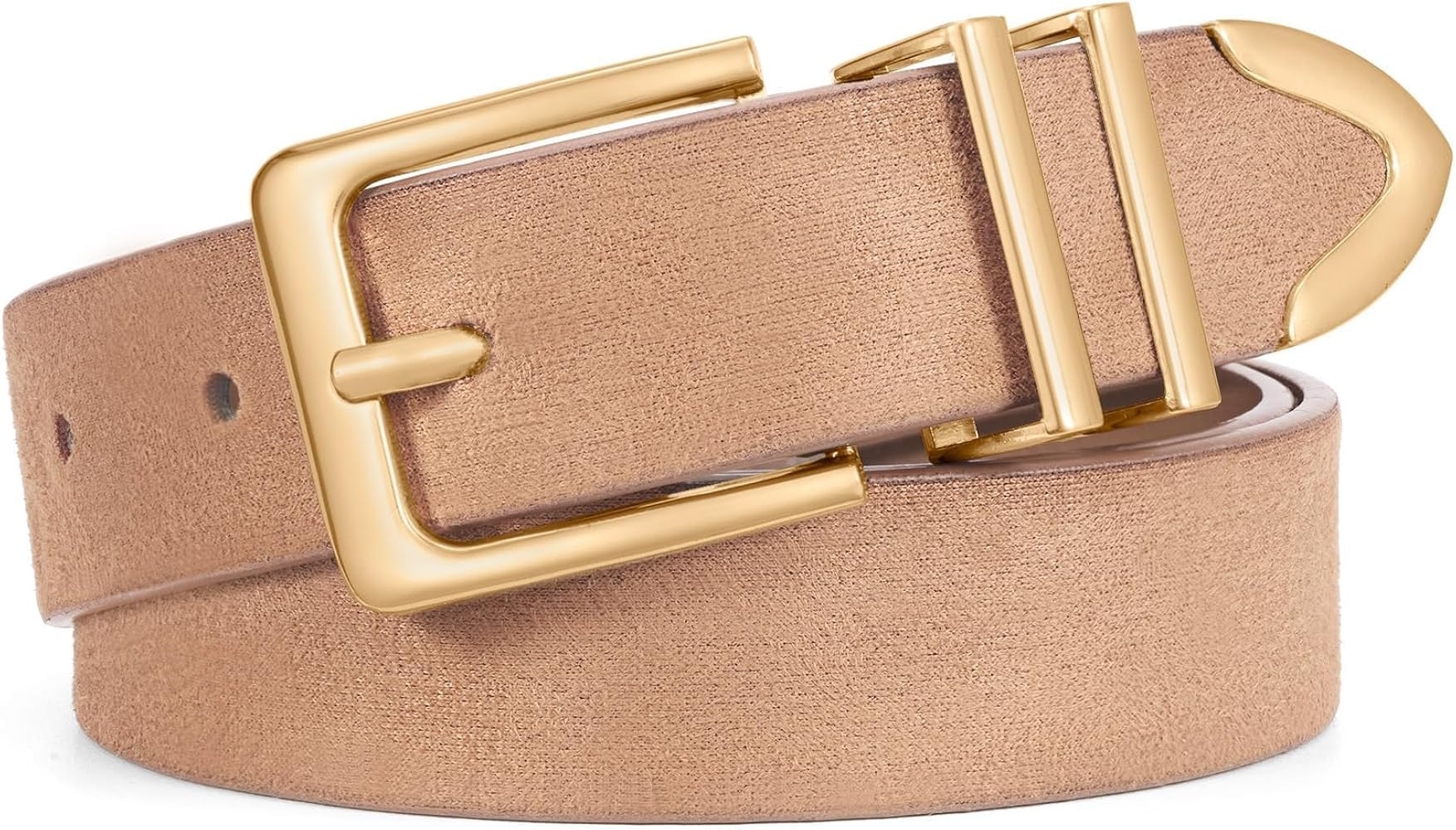 WHIPPY Women Suede Belt with Gold Buckle Fashion Ladies Casual Waist Belt for Jeans Pants | Amazon (US)