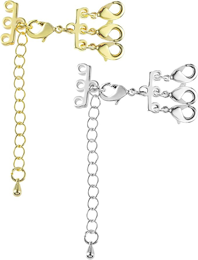 Gold Necklace Layering Clasps, Multi Strands Tube Lock Necklaces Clasps Separator, 14K Goldplated... | Amazon (UK)