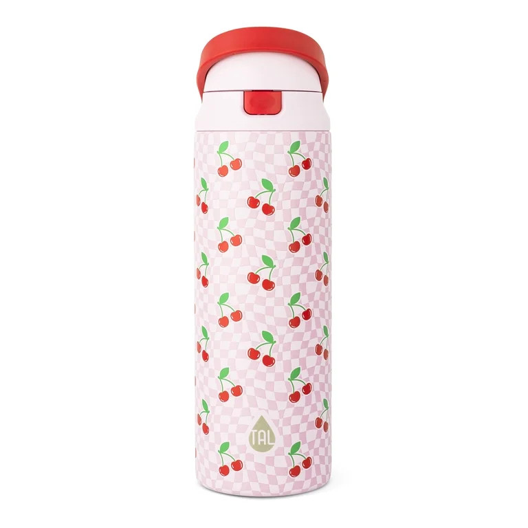 TAL Botella de Agua 2 en 1 de Acero Inoxidable de 24oz con Popote y Tapa de Trago, Cereza | Walmart (US)