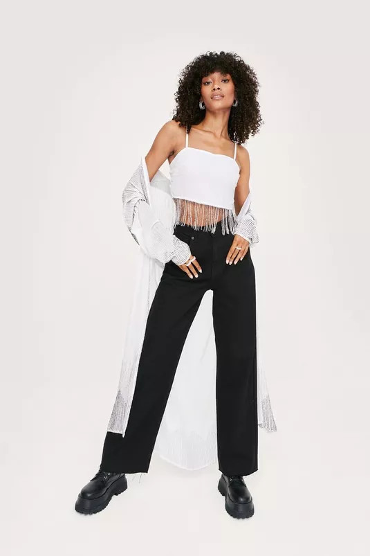 Beaded Fringe Trim Cropped Cami Top | Nasty Gal (US)