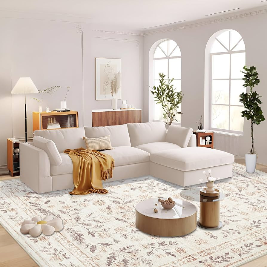 Aoyaomi Rugs for Living Room 8x10 Rug, Washable Floral Boho Area Rug Non Slip Soft Low Pile Large... | Amazon (US)