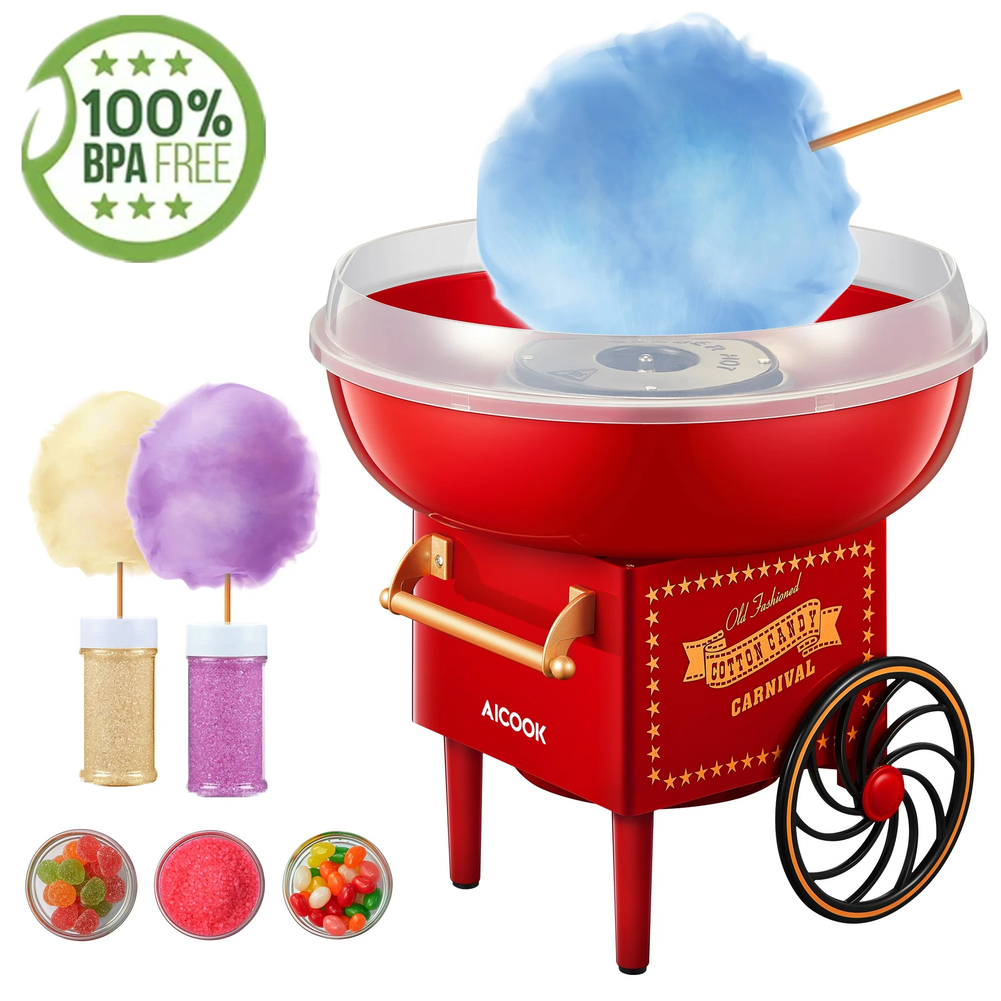 Cotton Candy Machine, Cotton Candy Maker for Kids with Candy Spoon and 10 Candy Sticks, Christmas... | Walmart (US)