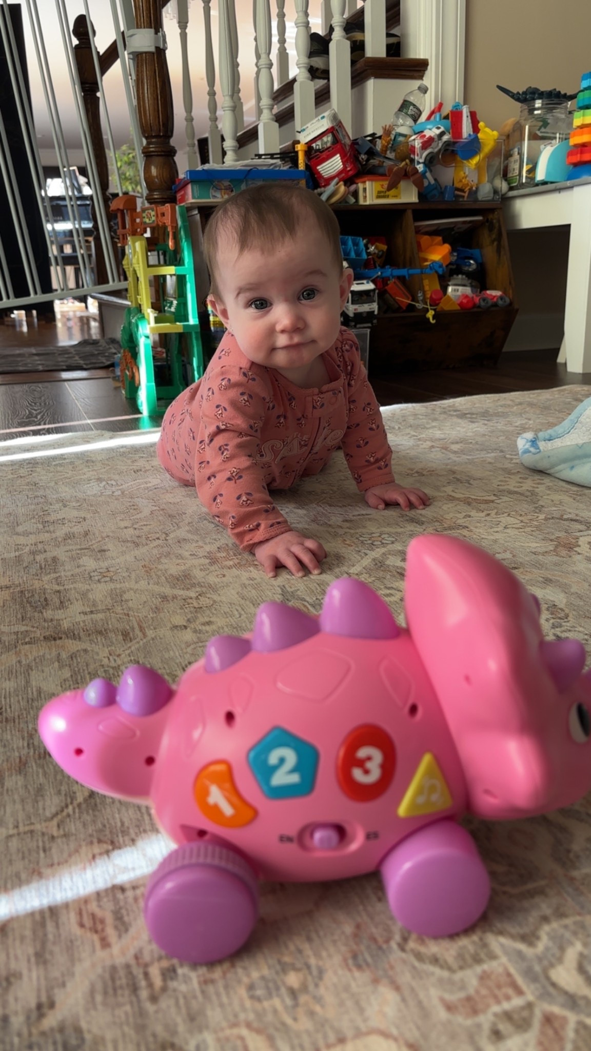 Who knew pink singing dinosaurs are the secret to tummy time/crawling 🤣 

#LTKKids #LTKFamily #LTKBaby