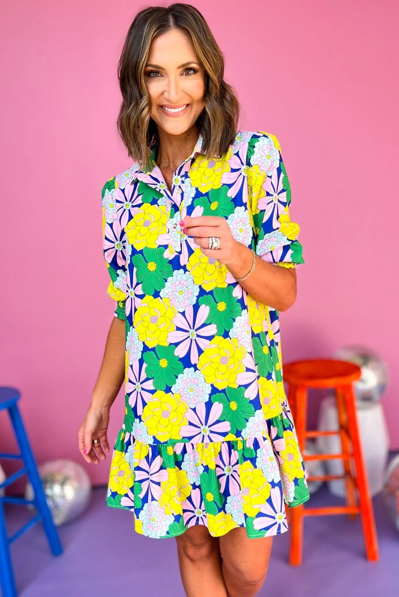 SSYS The Phoebe Smocked Long Sleeve Dress In Bold Floral | Shop Style Your Senses