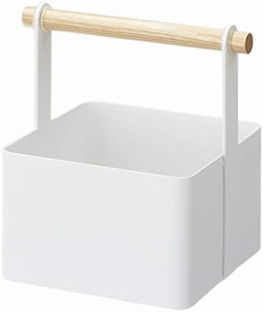 Yamazaki Home Storage Basket - Wood Handle Organizer, White | Amazon (US)
