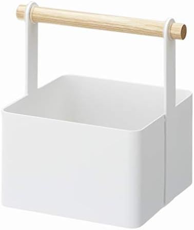 Yamazaki Home Storage Basket - Wood Handle Organizer, White | Amazon (US)