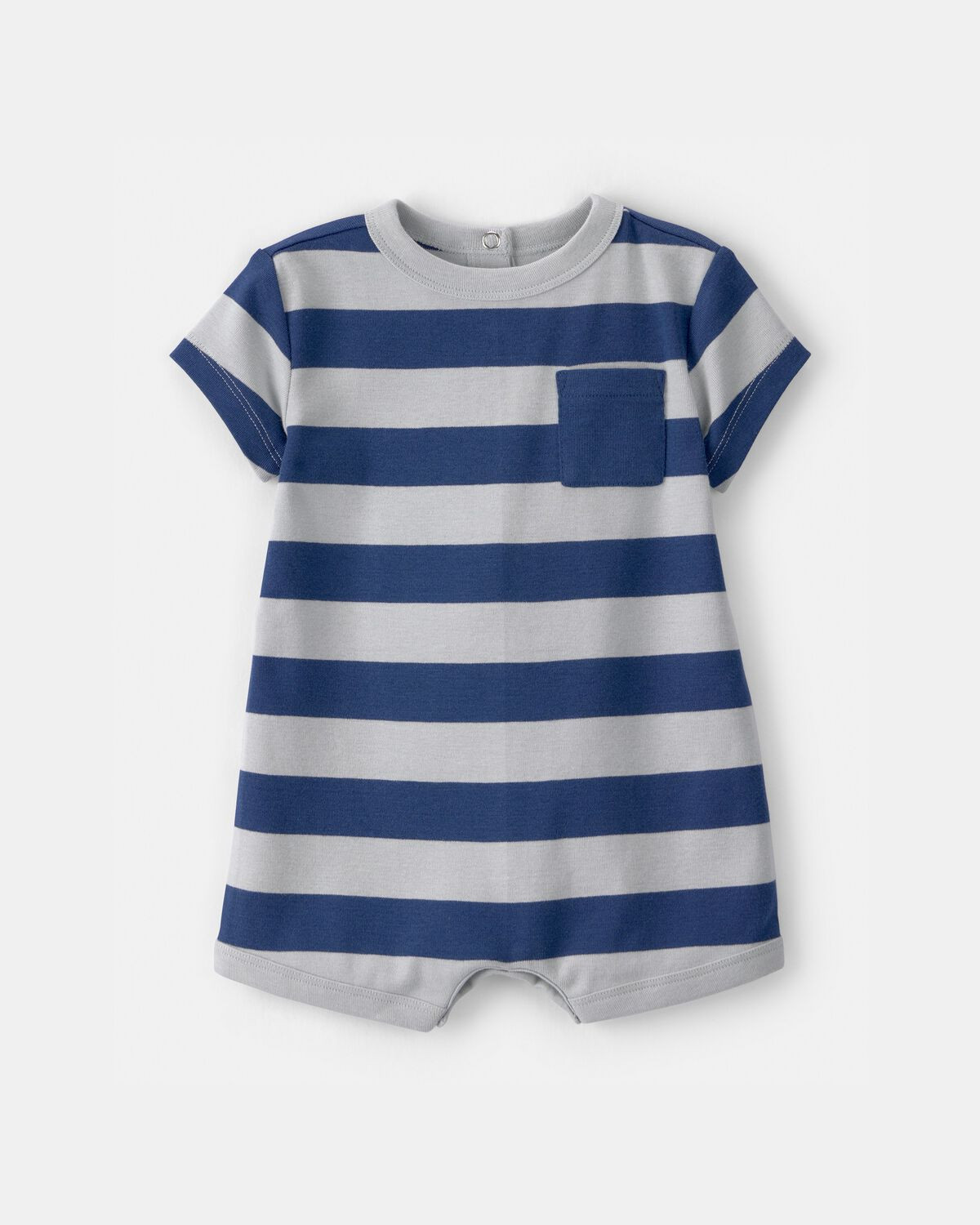 Baby Boy Stripe Short-Sleeve Romper - Blue/Grey | Carter's Inc