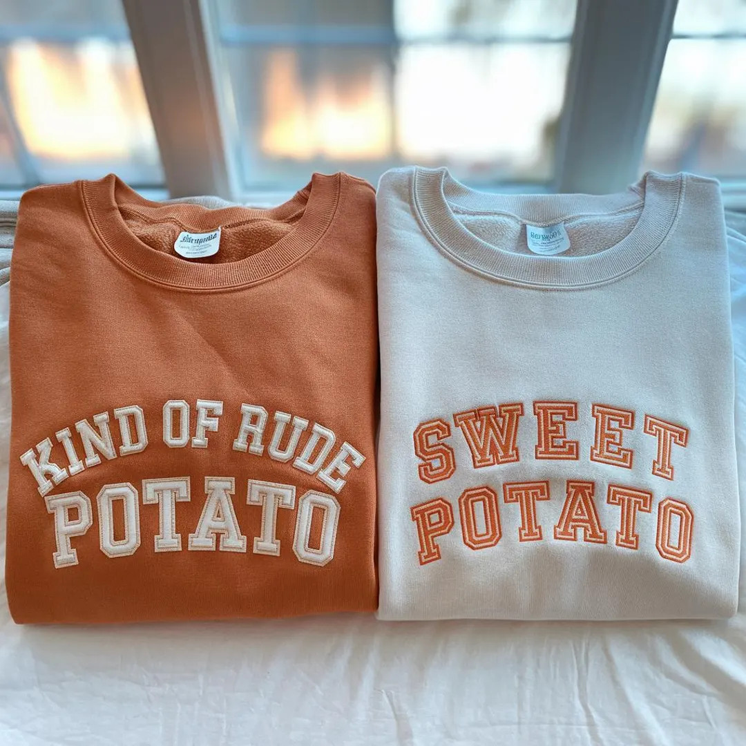 Sweet Potato Kind of Rude Potato Embroidered Sweatshirt Hoodie, Matching Thanksgiving Couple, Fal... | Etsy (US)