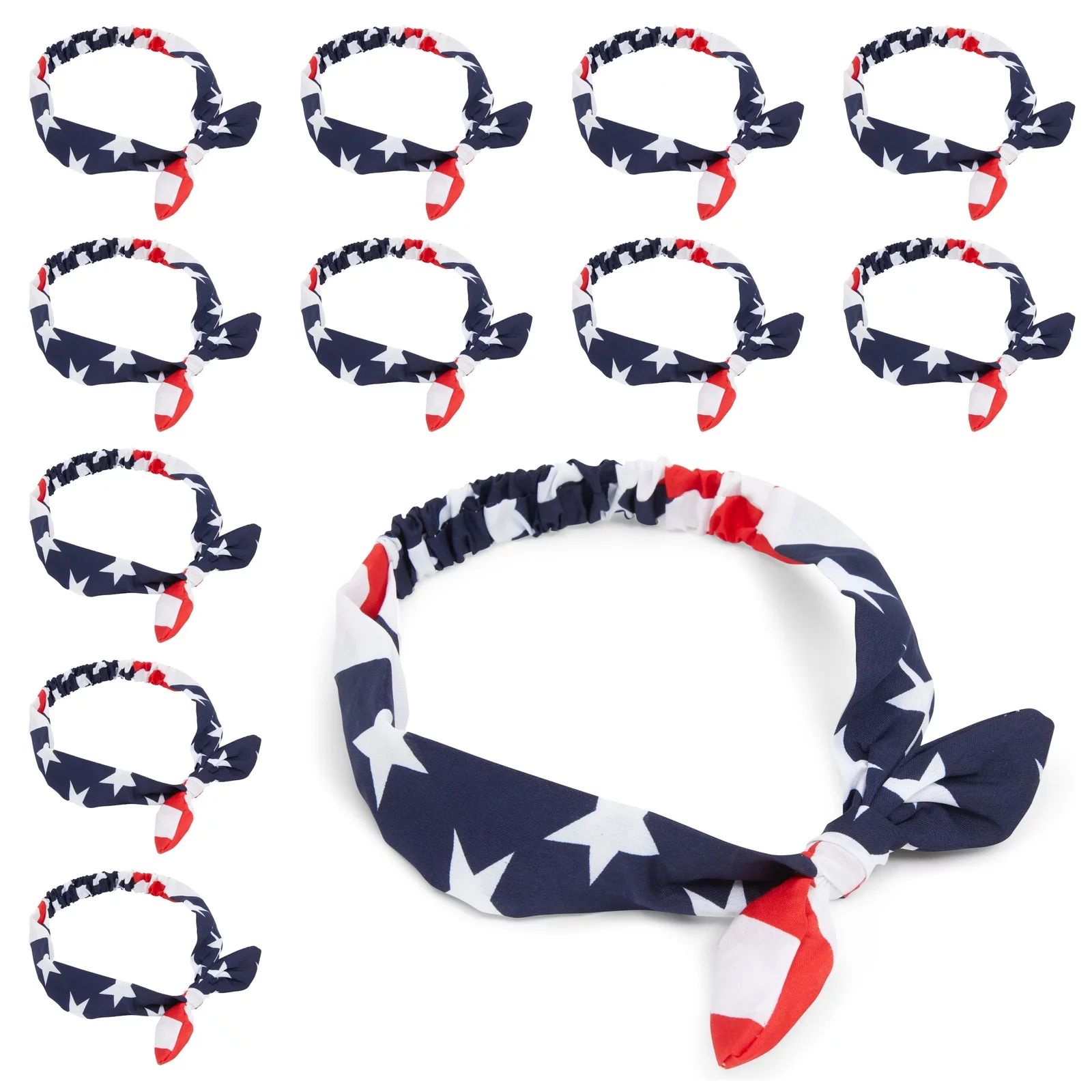 12 Pack Patriotic Hair Accessories USA Flag Headbands, Bandana, Red, White, and Blue | Walmart (US)