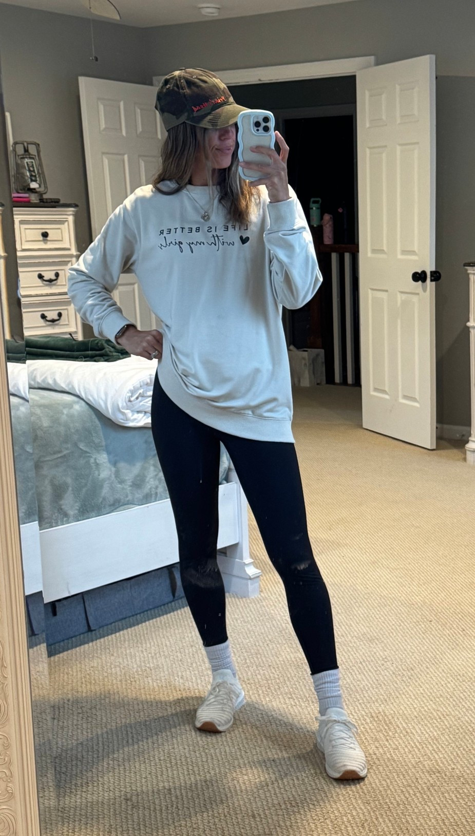 A simple + comfortable outfit that gets me through the day as a Sahm! 

This sweatshirt is comfortable and a longer length which I love. If you have girls, the saying just makes it better 🥰

S - top 
XS - bottom

Mom outfits | mom style | fall outfit | comfortable outfit | relaxed outfit | realistic outfit | mom approved outfit | cozy | girl mom | sneakers | leggings | black | beige | neutrals 

#LTKShoeCrush #LTKFindsUnder100 #LTKmomlife
