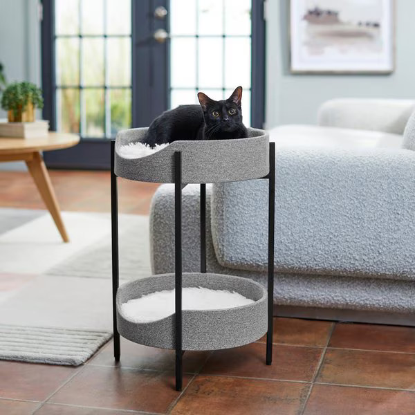 Frisco Elevated Modern Wrought Iron Cat Bed with Long Faux Fur Cushion | Chewy.com