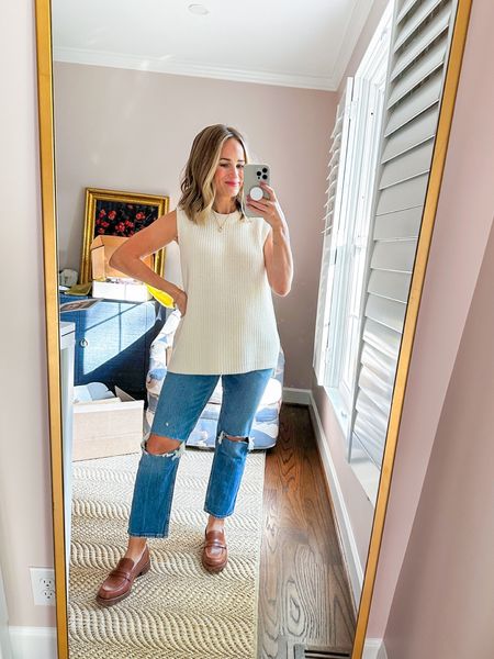These Abercrombie jeans are so cute and comfortable!!! I sized up from my usual pre-pregnancy size. I added the non-maternity version too which I also owned and loved pre-pregnancy. The Madewell top isn’t maternity but works great with a bump! I’m 21 weeks pregnant. The loafers run true to size. 

#LTKSeasonal#LTKbump
