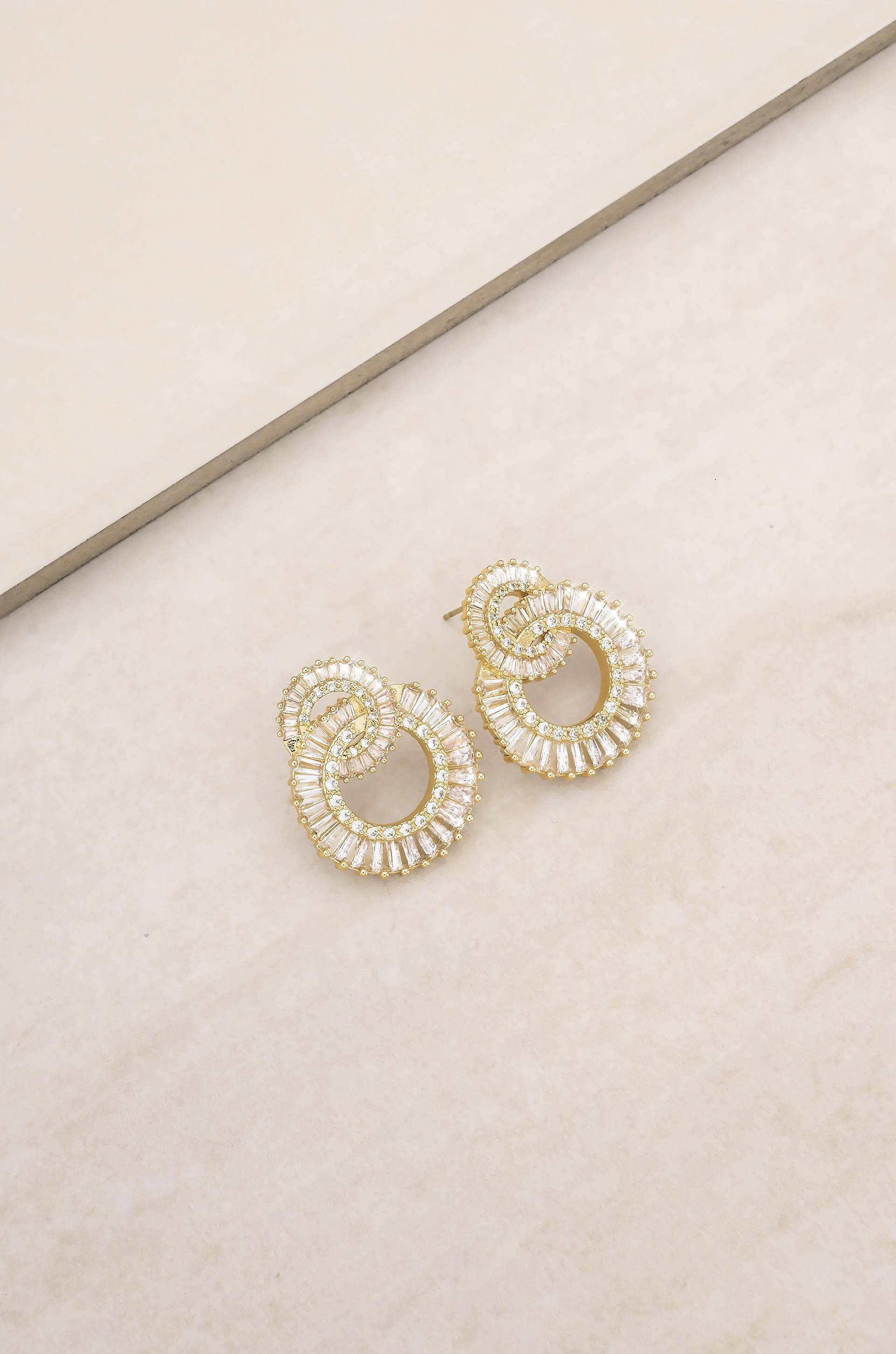 Rotating Circles 18k Gold Plated Crystal Earrings | Ettika