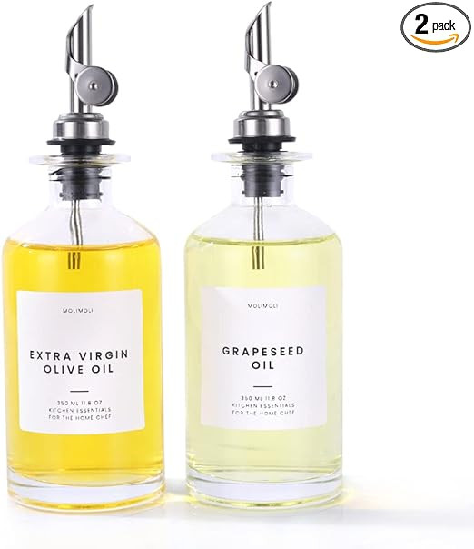 Amazon.com: Molimoli Oil and Vinegar Dispenser with Metal Pour Spout, Weighted Pourer, Glass Bott... | Amazon (US)