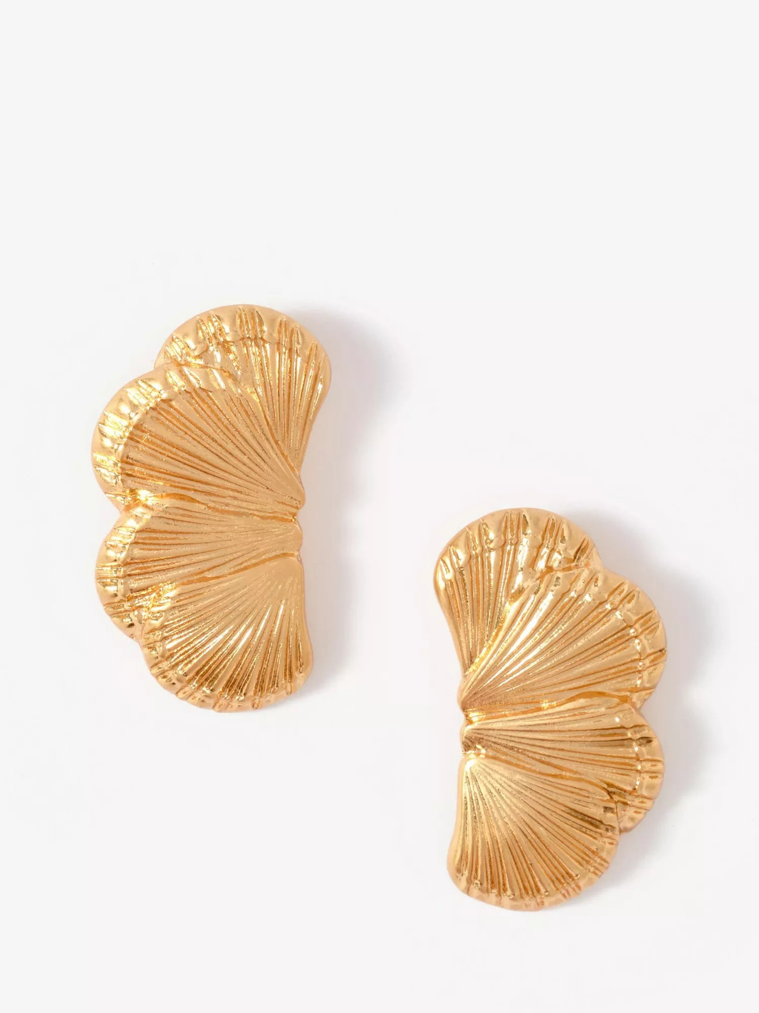 Mint Velvet Half Shell Statement Earrings, Gold | John Lewis (UK)
