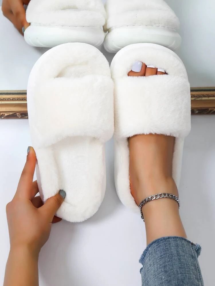 Minimalist Fuzzy Bedroom Slippers | SHEIN