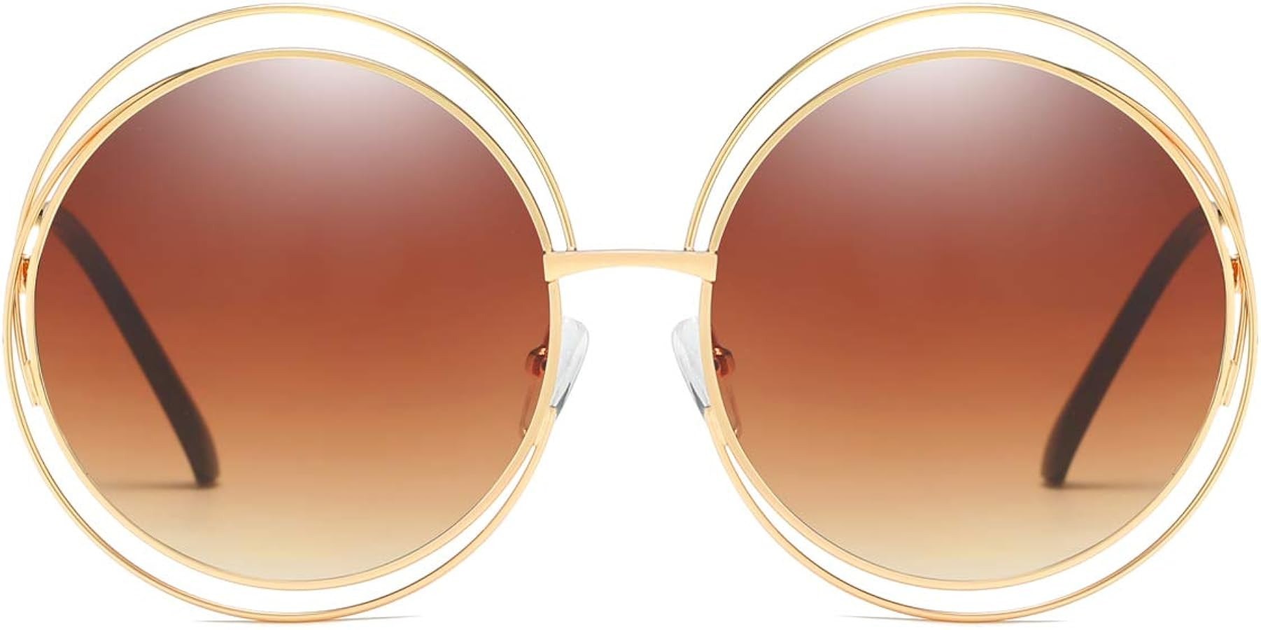 Dollger Metal Double Circle Wire Frame Oversized Round Sunglasses for Women | Amazon (US)