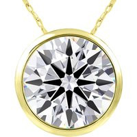5 Carat Round Shape Lab Grown Diamond Solitaire Necklace in 14K Yellow Gold (2 g) Bezel Setting (1 Color VS2) 18 Inch Chain by SuperJeweler | SuperJeweler.com Inc (US)