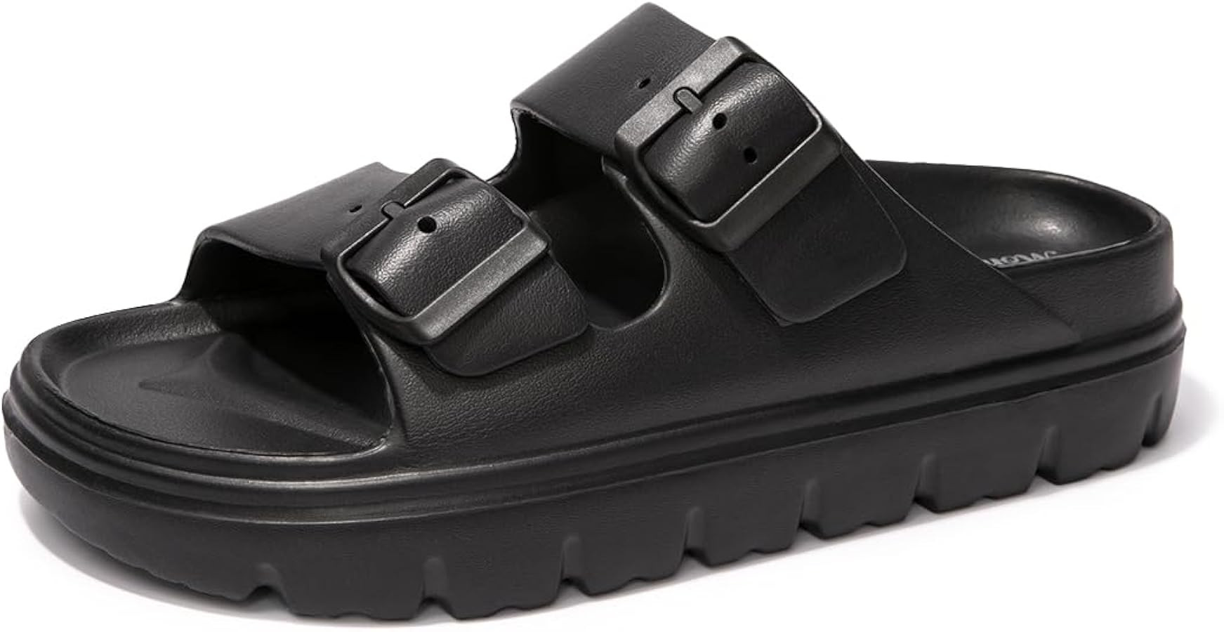 FUNKYMONKEY Women's Comfort Slides Double Buckle Adjustable EVA Flat Sandals | Amazon (US)
