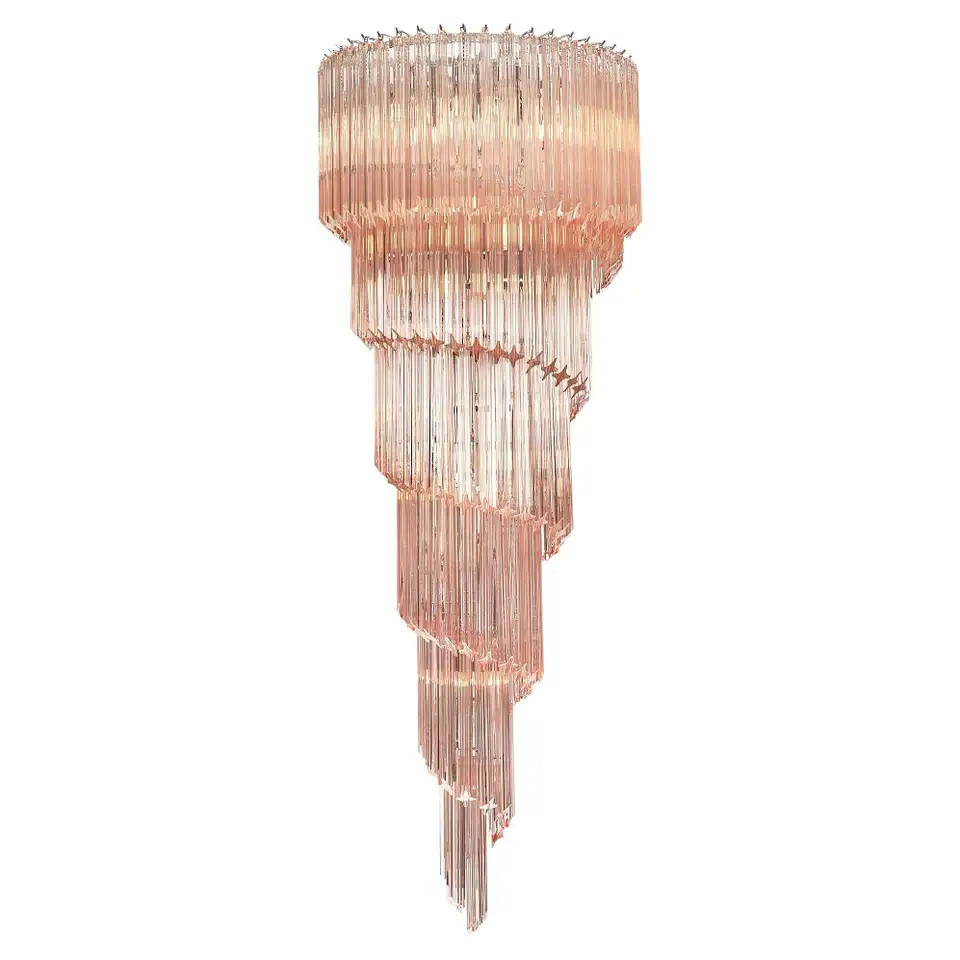 Pink Murano Glass Venini “Triedri” Spiral Chandelier | 1stDibs