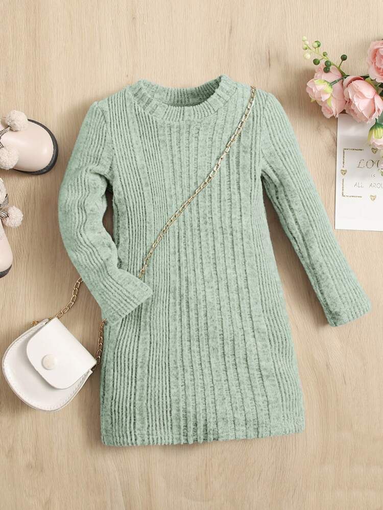 SHEIN Baby Ribbed Knit Tee Dress | SHEIN