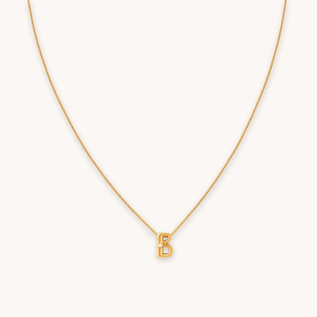 B Initial Pendant Necklace in Gold with B | Astrid and Miyu