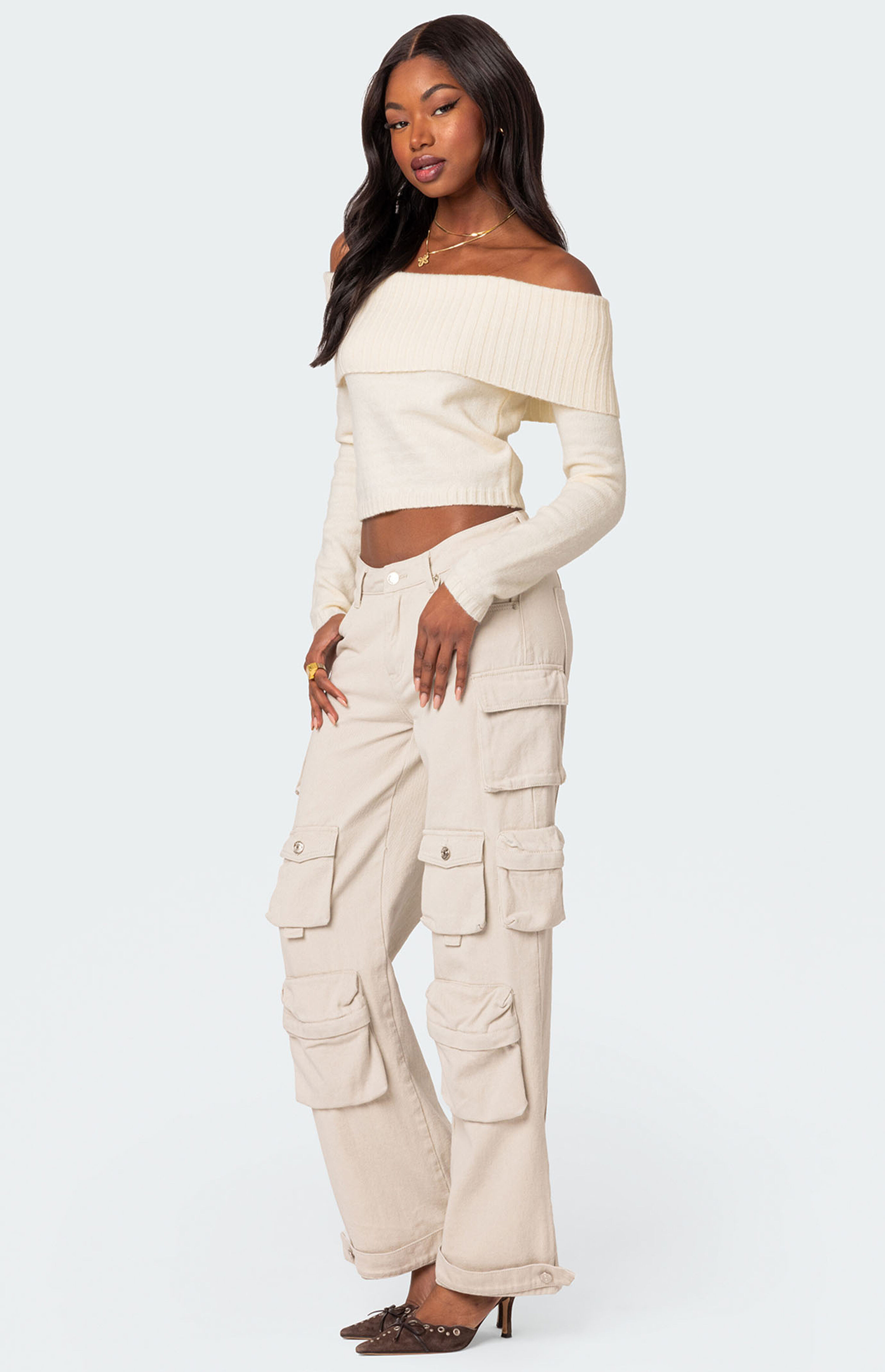 Edikted Tamara Fold Over Knit Top | PacSun