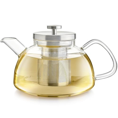 Teabloom Balance Borosilicate Glass Tea Kettle & Teapot – Stovetop-Safe, 40oz – Deep Loose Tea Infuser for Hot & Iced Tea – Elegant & Versatile Design for Tea Connoisseurs | Amazon (US)