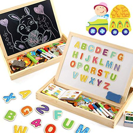 Lewo Wooden Large Educational Toys Magnetic Letters Numbers Animals Learning Puzzle Games Drawing Bo | Walmart (US)