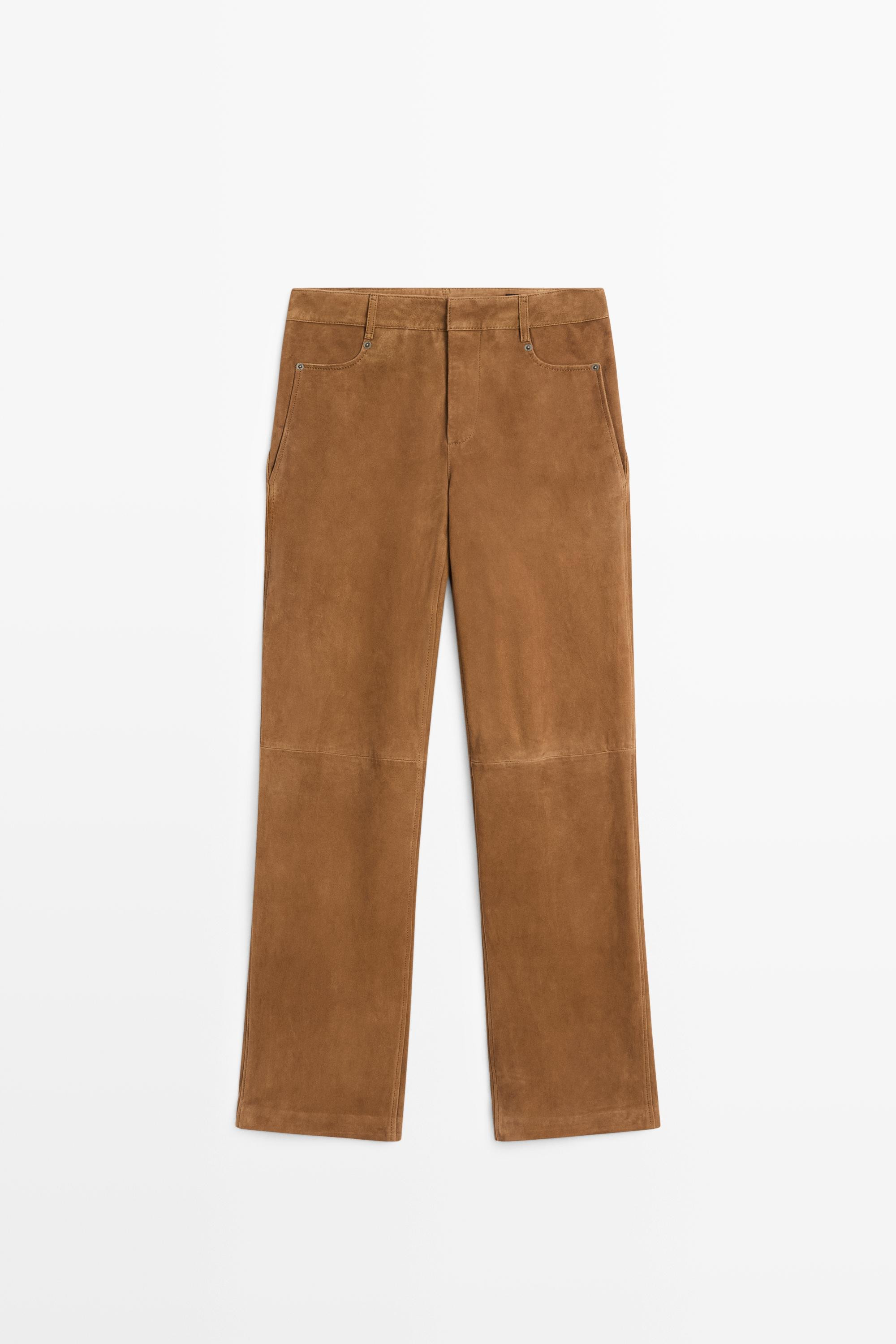 Suede leather pants | Massimo Dutti UK