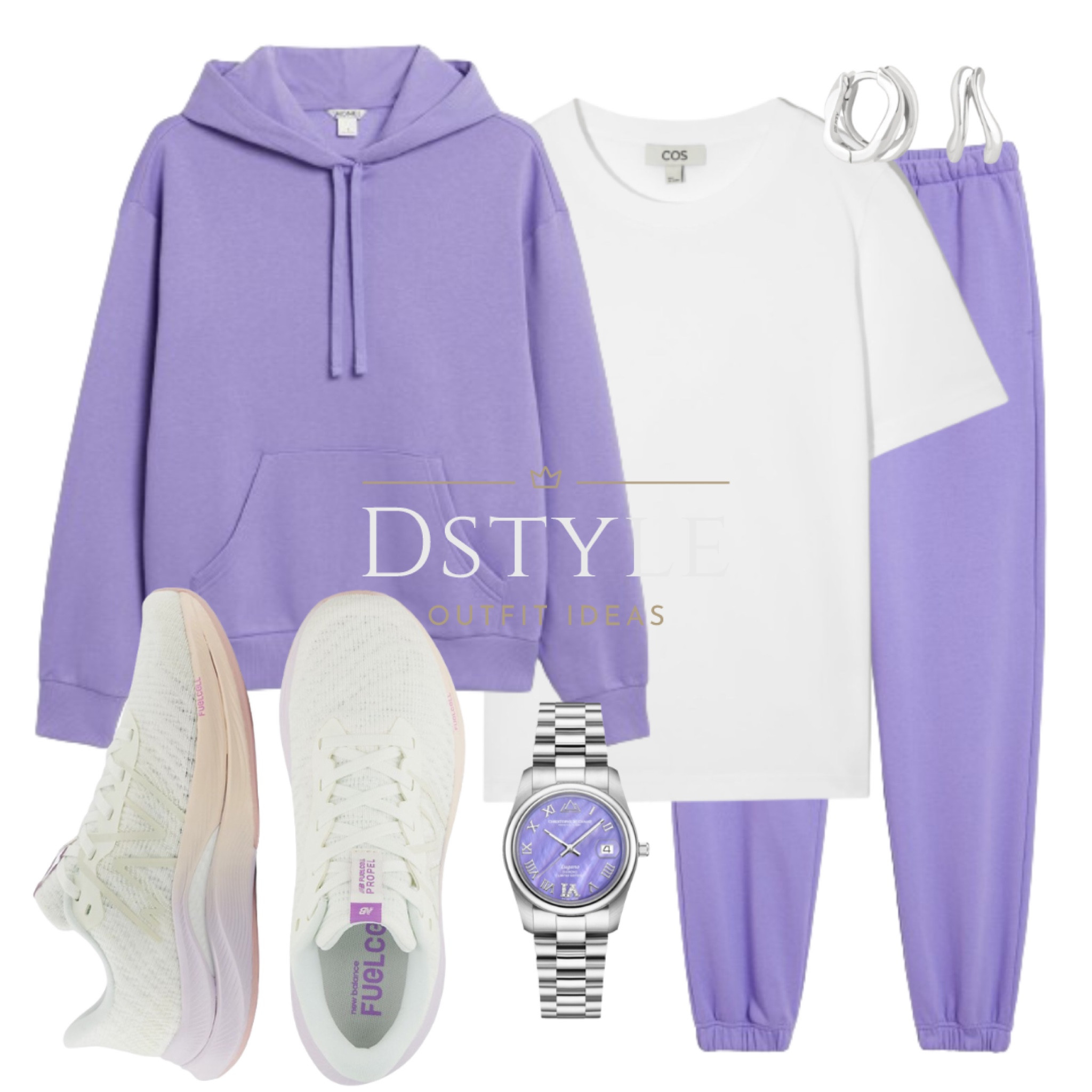 Cozy vibes in shades of lilac: Pairing a classic white t-shirt with a cozy lilac hoodie and sweatpants ensemble. Complemented by stylish New Balance trainers in sea salt with a pop of purple and a stunning watch featuring a matching purple dial. 💜 #ComfyChic #LilacLove

#LTKshoecrush #LTKtravel #LTKfitness