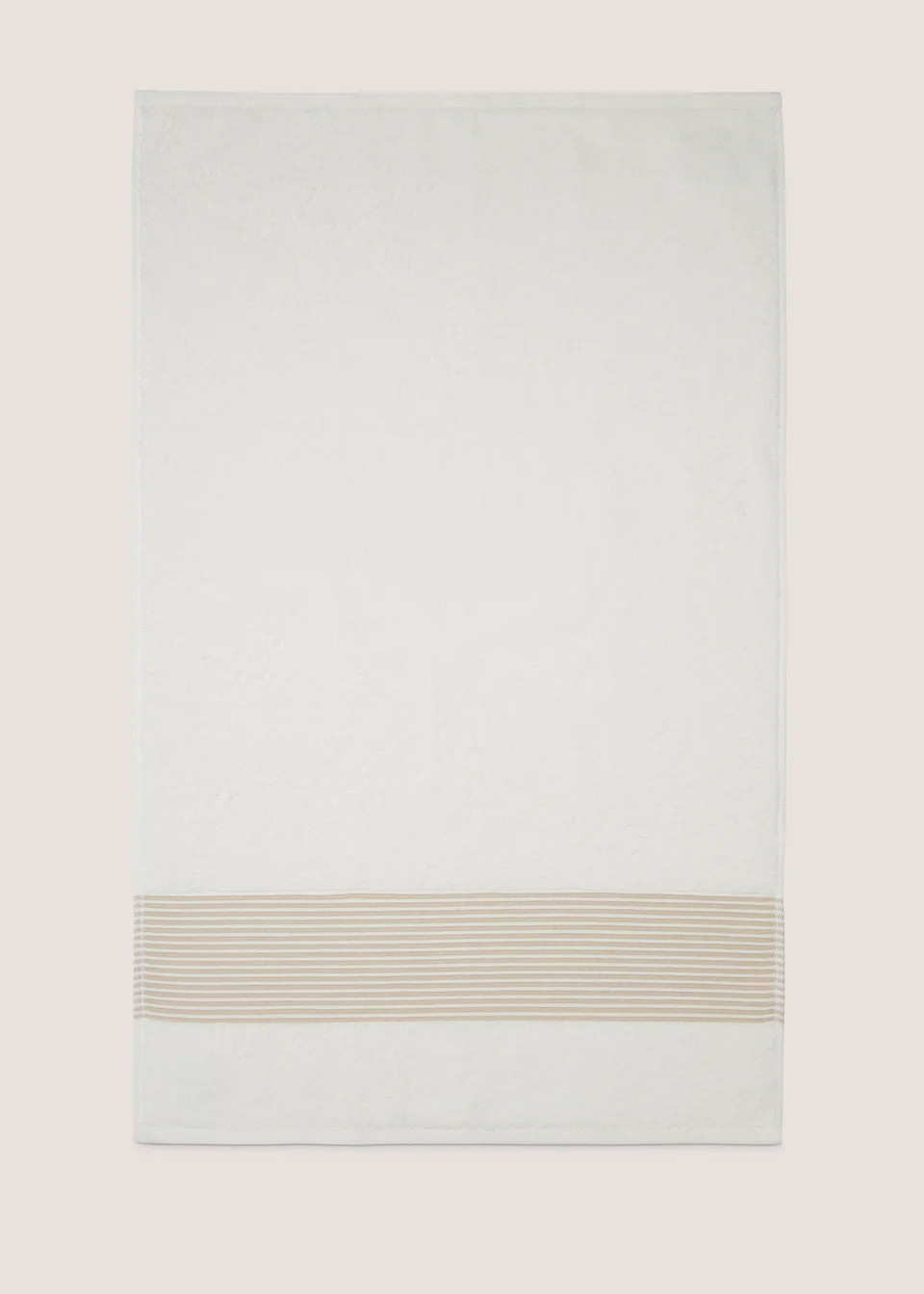 White & Beige Linen Border Towel | Matalan (UK)