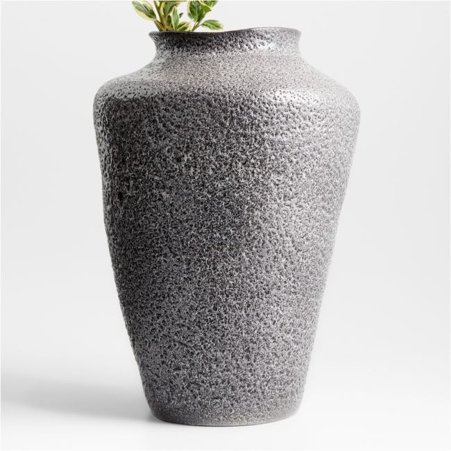 Poe Black Volcanic Glaze Vase 20 | Crate & Barrel